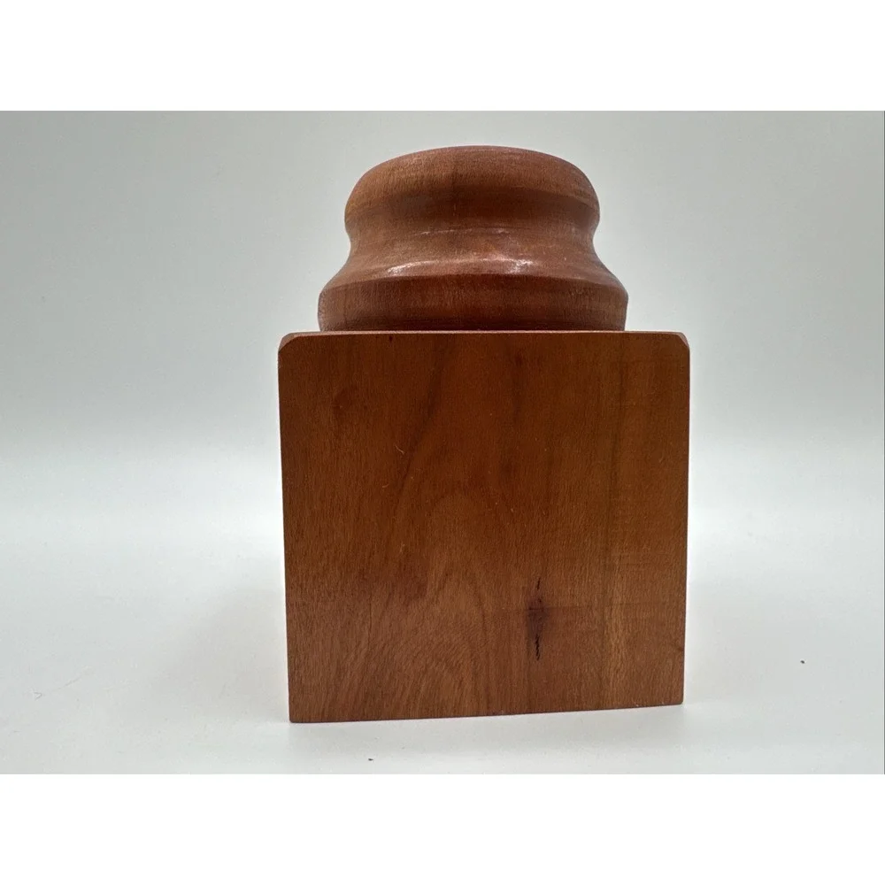 Vintage Turned Teak Wood Tobacco Jar Canister Apothecary Storage Box w/ Lid 4